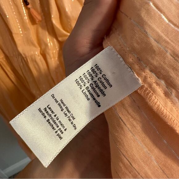 Emerson Fry India Collection Pink Peach Metallic Long Sleeve Maxi Dress M/L - Picture 10 of 16